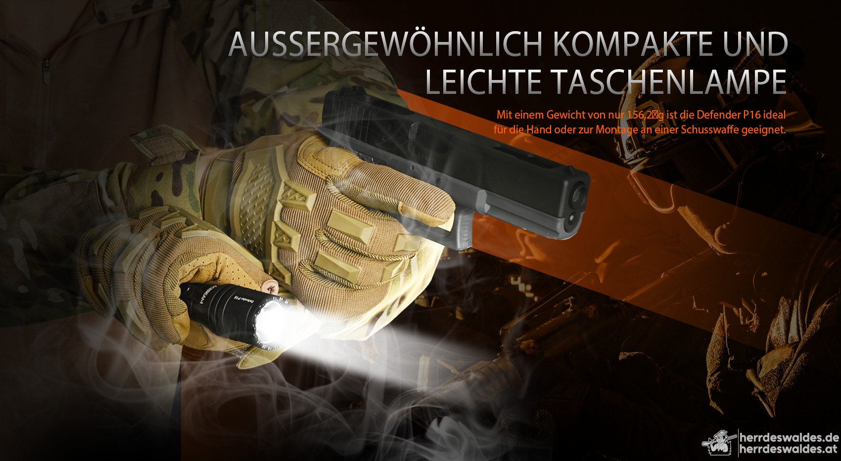 AceBeam Defender P16, 1800 lm, Schwarz – Taktische LED-Taschenlampe