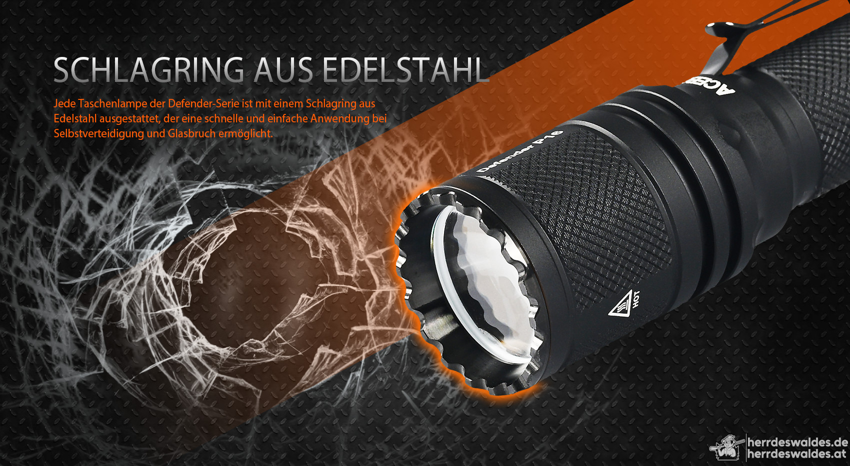 AceBeam Defender P16, 1800 lm, Schwarz – Taktische LED-Taschenlampe
