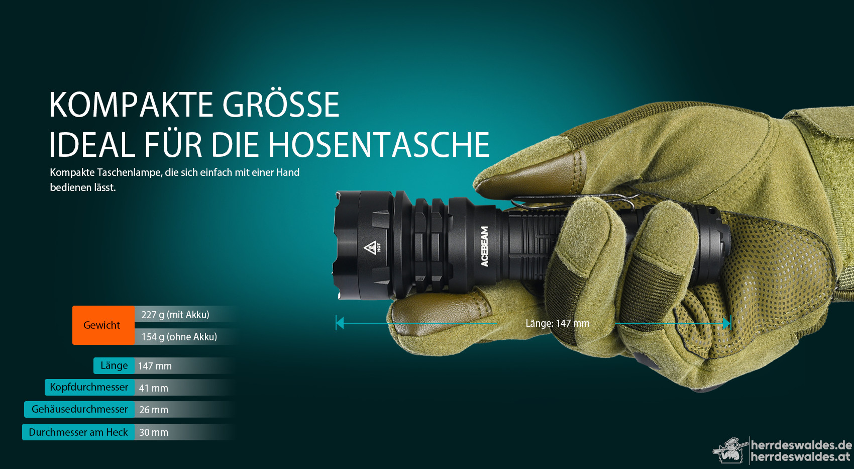 AceBeam Defender P17, 4900 lm, Schwarz – Taktische LED-Taschenlampe