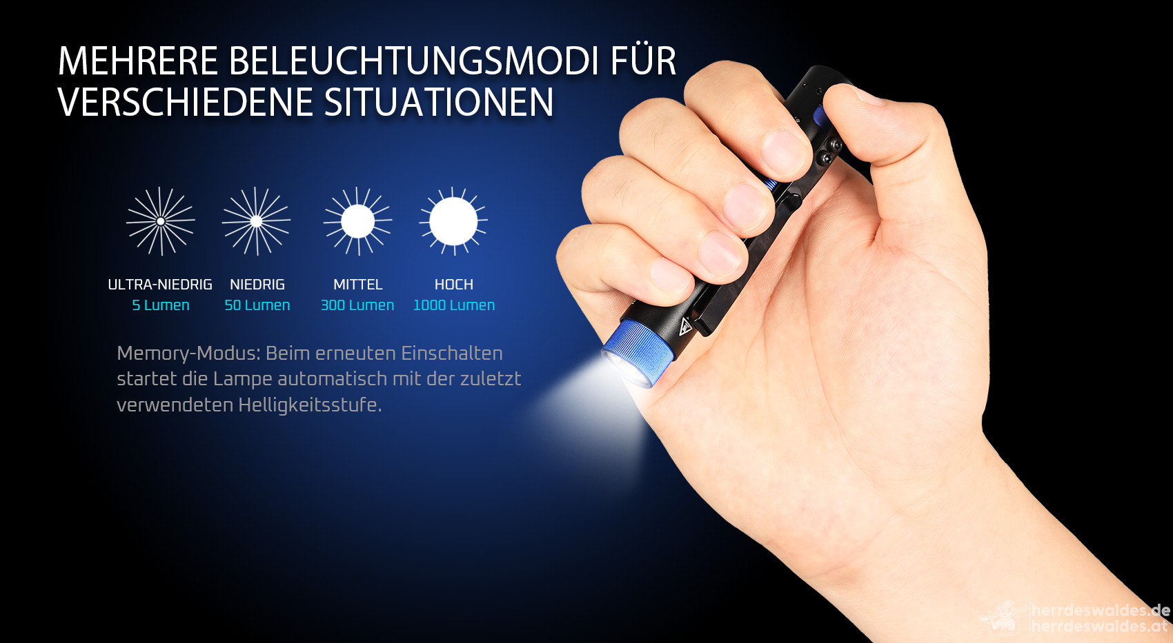 AceBeam Rider RX 2.0 AL, 1000 lm, schwarz - LED-Taschenlampe, schwarz