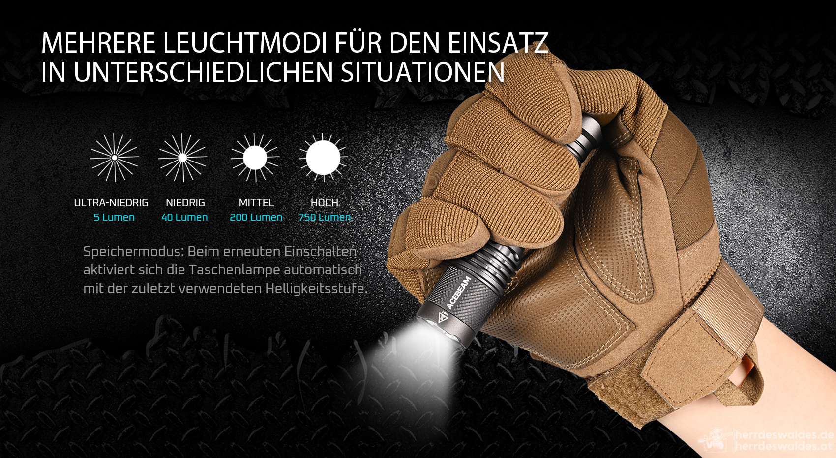 AceBeam TAC AA, 750 lm, Coyote - Taktische Taschenlampe, Beige