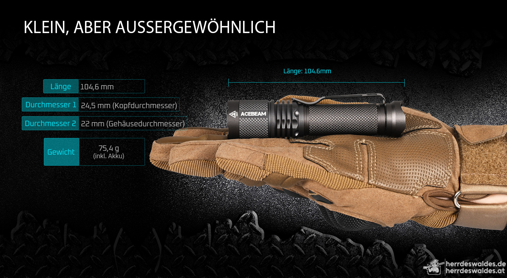 AceBeam TAC AA, 750 lm, Coyote - Taktische Taschenlampe, Beige