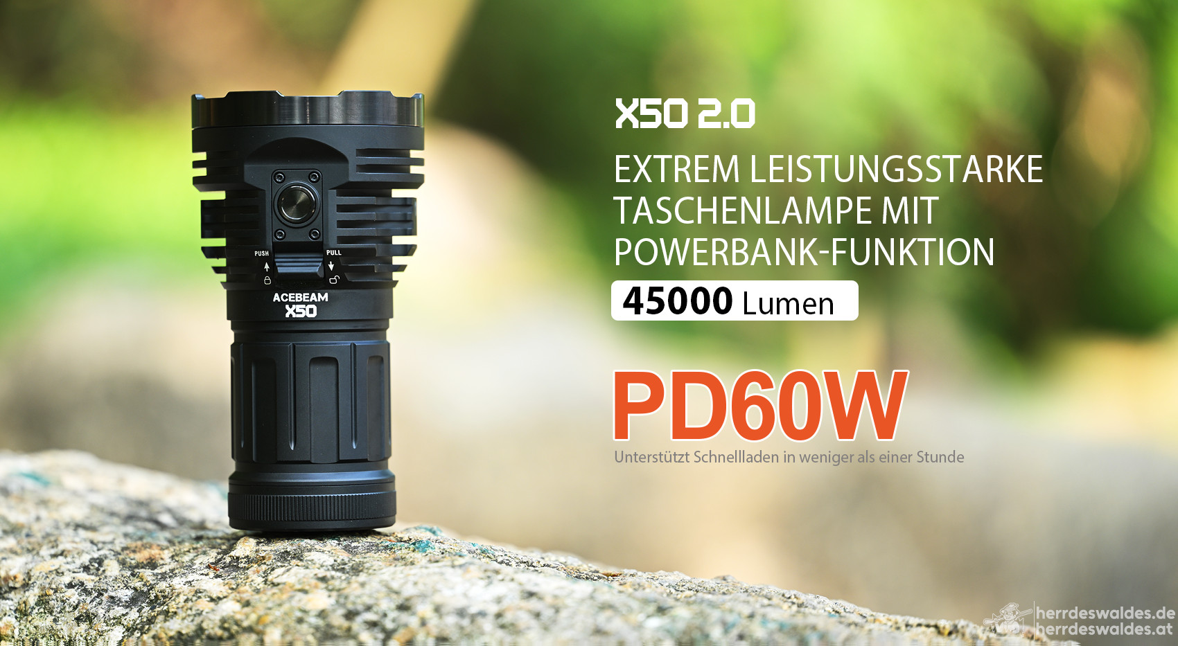 AceBeam X50 2.0, 45000 lm, Schwarz – LED-Taschenlampe
