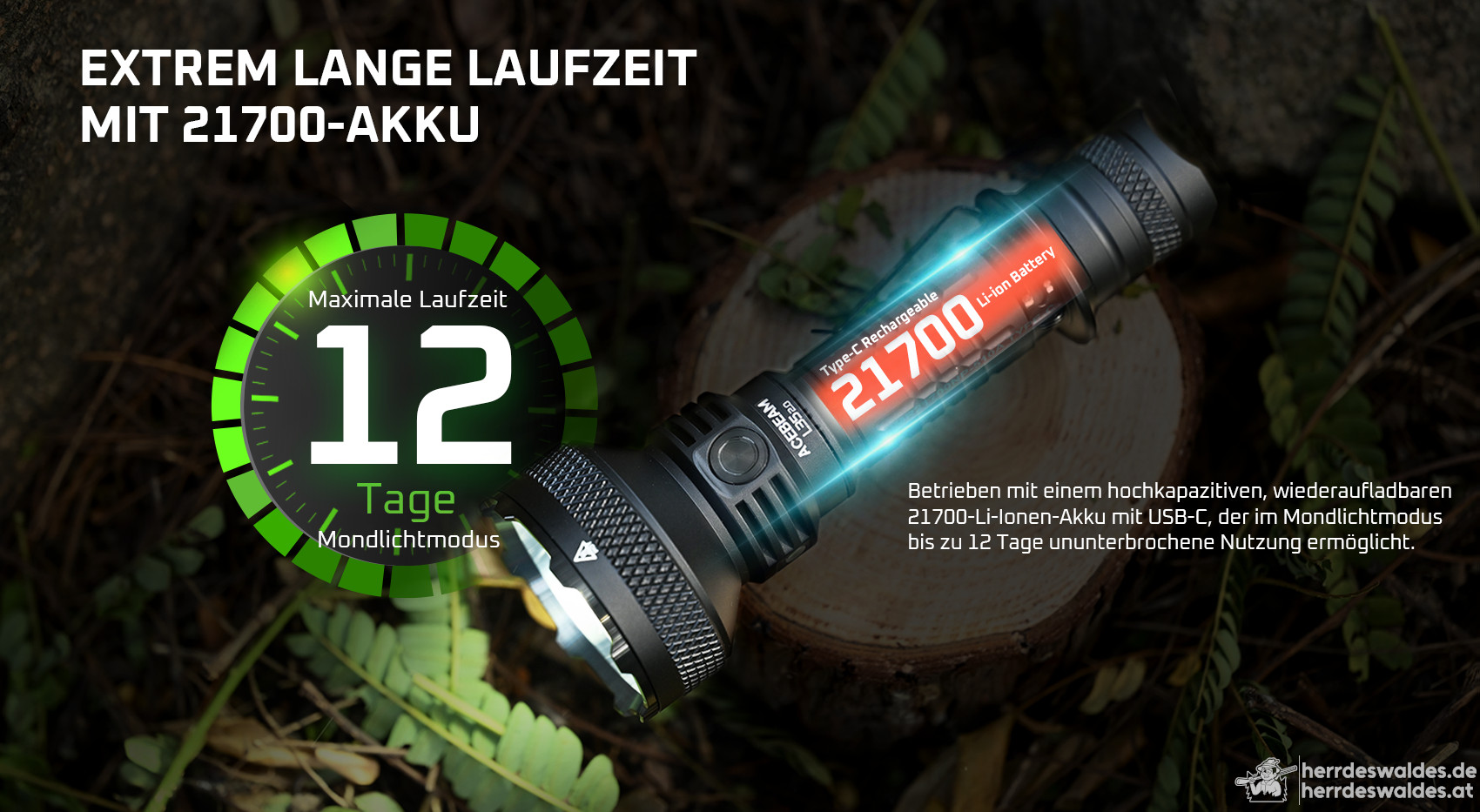AceBeam L35 2.0, 5000 lm, schwarz – Taktische LED-Taschenlampe, Schwarz