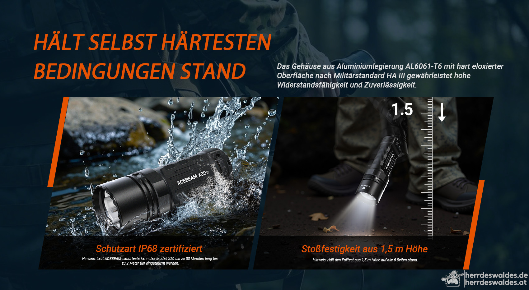 AceBeam X20, 8000 lm, schwarz - Taktische LED-Taschenlampe, schwarz