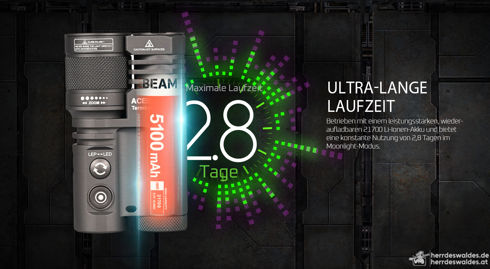 AceBeam Terminator M1, 3500 lm, MAO – LEP- und LED-Taschenlampe mit Zoom