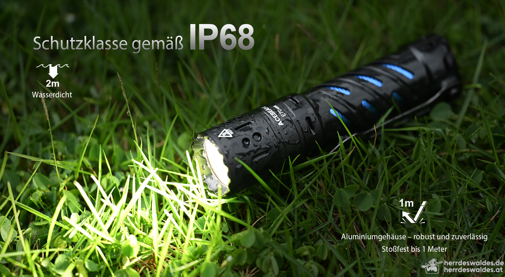 AceBeam E70 Mini AL, 2000 lm, CRI90 – Kompakte LED-Taschenlampe, Schwarz