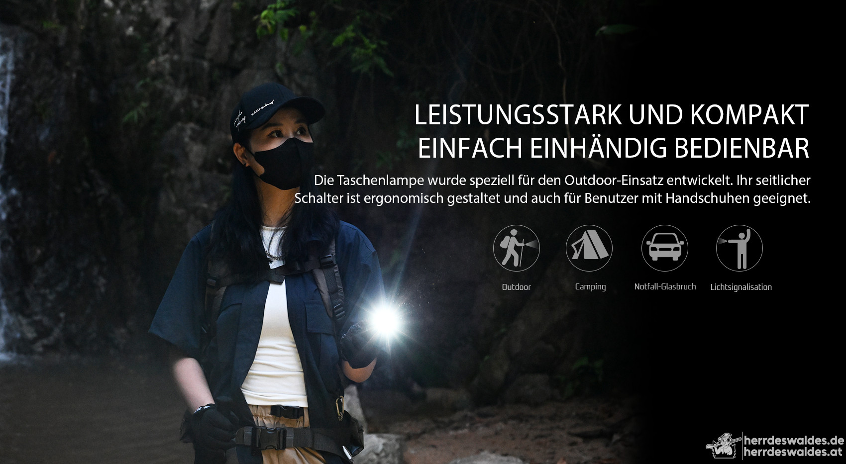 AceBeam E75, 4500 lm, Schwarz – Taktische LED-Taschenlampe