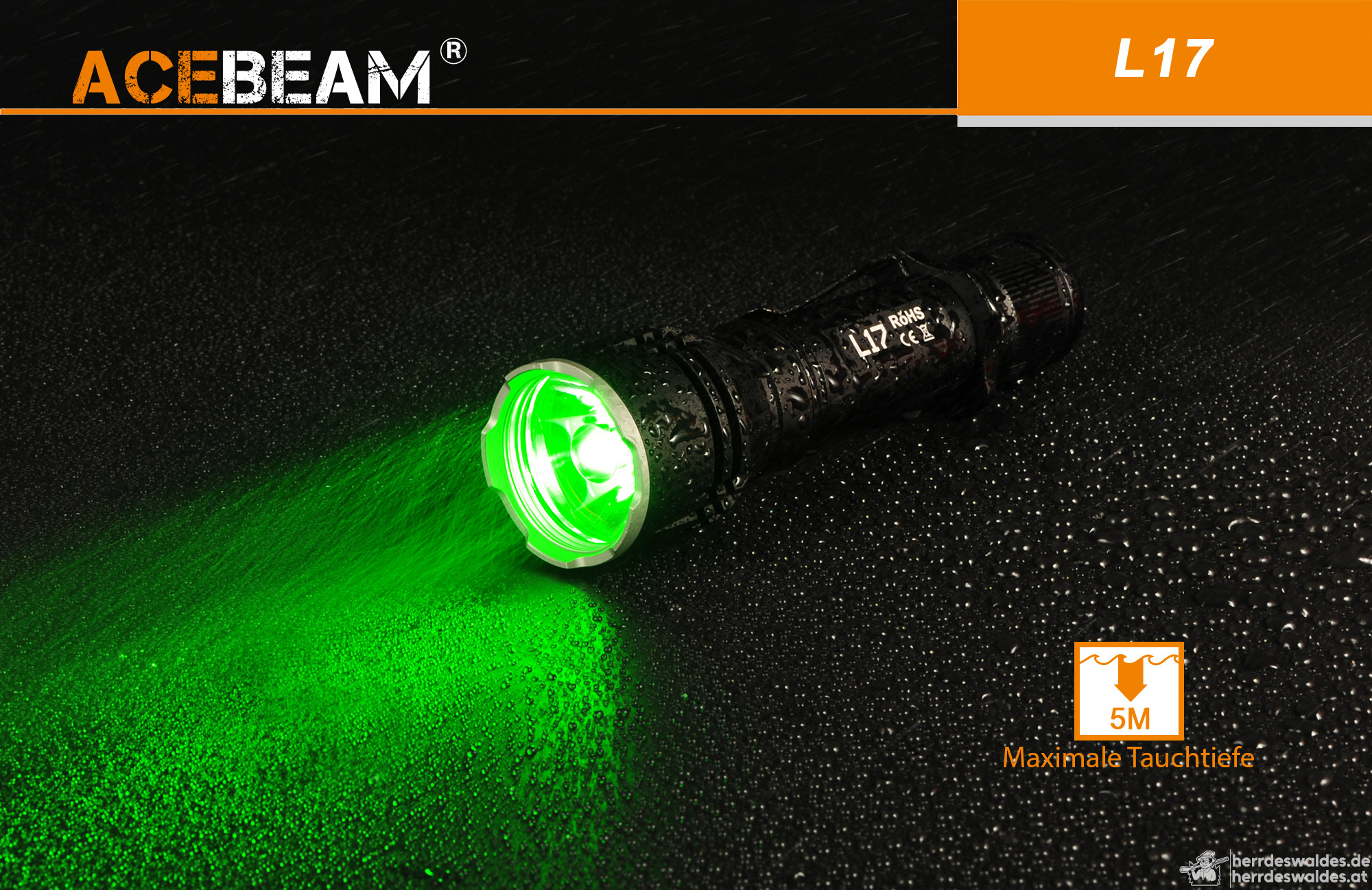 AceBeam L17, 1400 lm – Jagd-LED-Taschenlampe, Schwarz