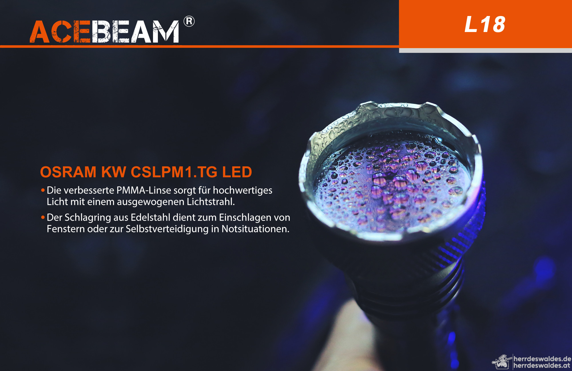 AceBeam L18, 1500 lm – Jagd-LED-Taschenlampe, Schwarz