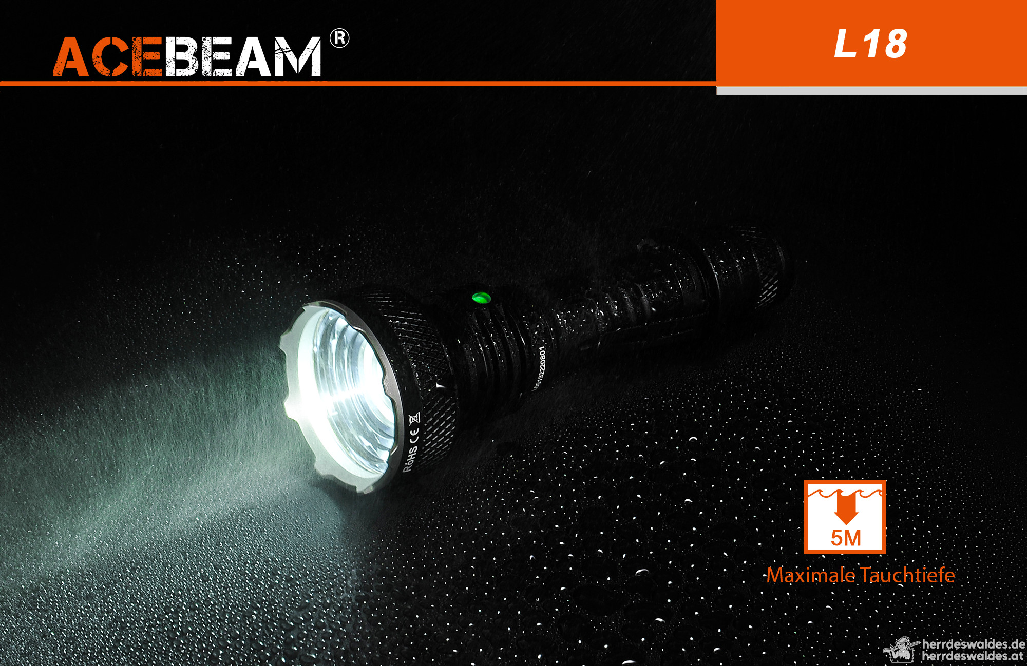 AceBeam L18, 1500 lm – Jagd-LED-Taschenlampe, Schwarz